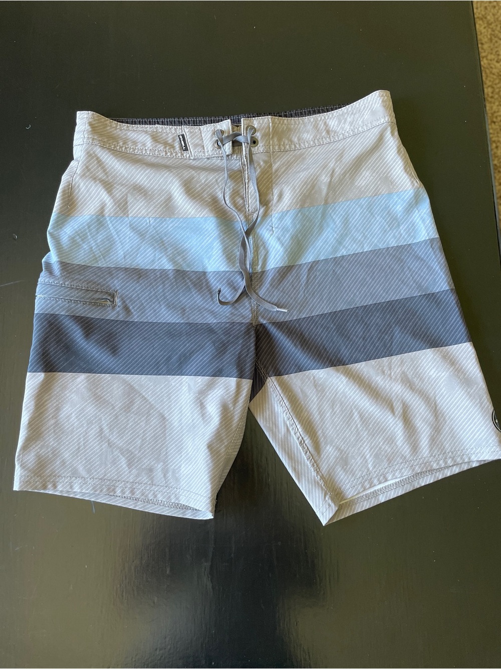 O'Neill Men's Blue and Gray Striped Board Shorts